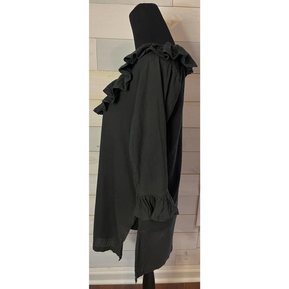Gretchen Scott Designs Black Ruffle Neck Blouse Scoop Neck Tunic Size Small - Picture 8 of 12